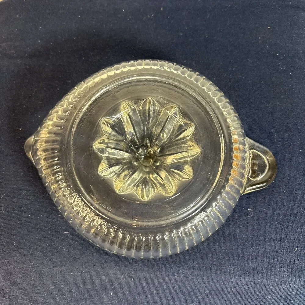 Vintage Clear Pressed Glass Citrus Juicer Reamer with Handle and Spout